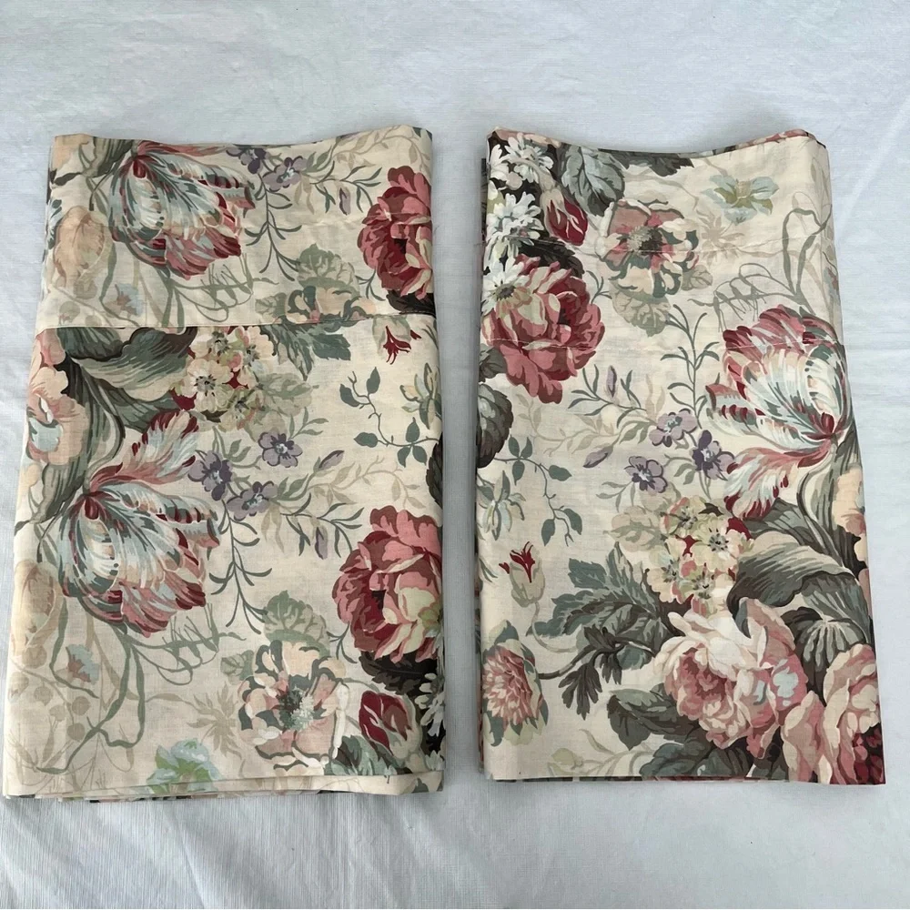 Vintage JC Penny Rose Floral Curtains Valence Set of 2 GrannyCore CottageCore
